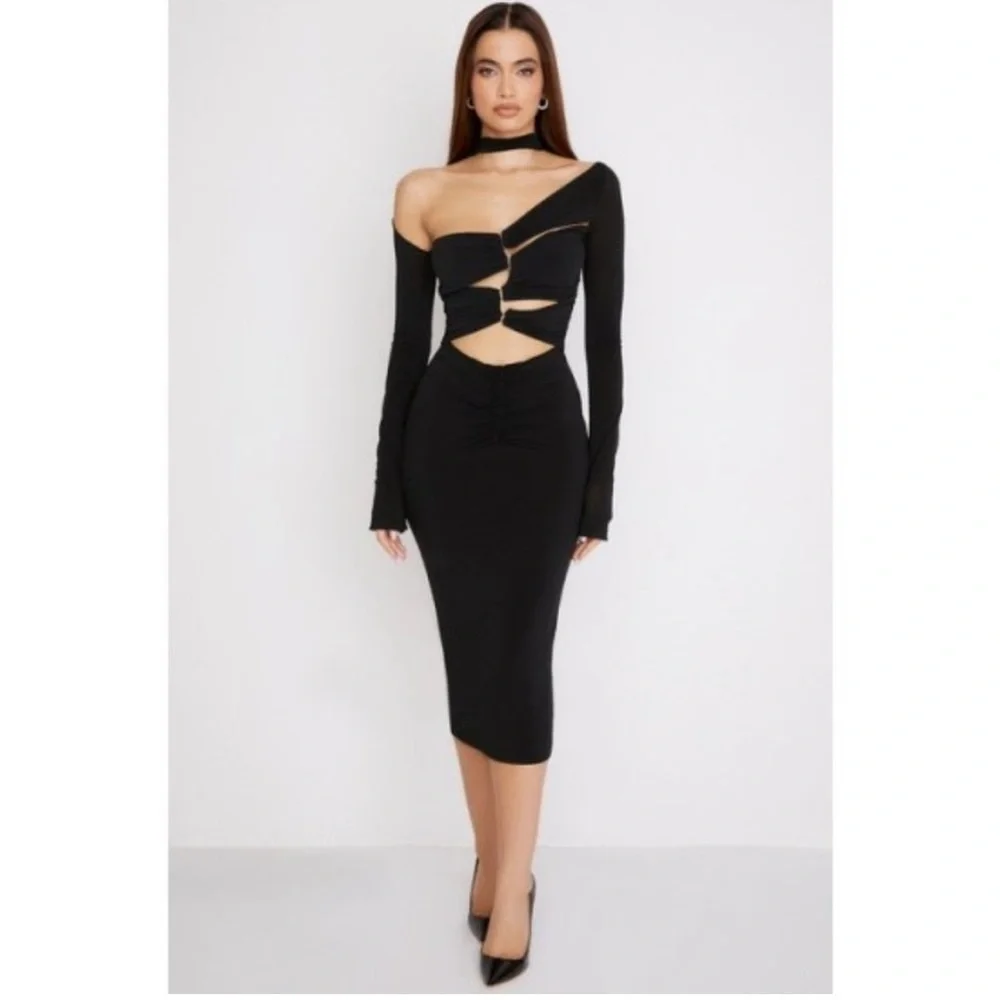 aline jersey dress Shop Tarik Ediz 98485 Jersey Fabric Halter Neckline A-Line Long Dress Red / 4